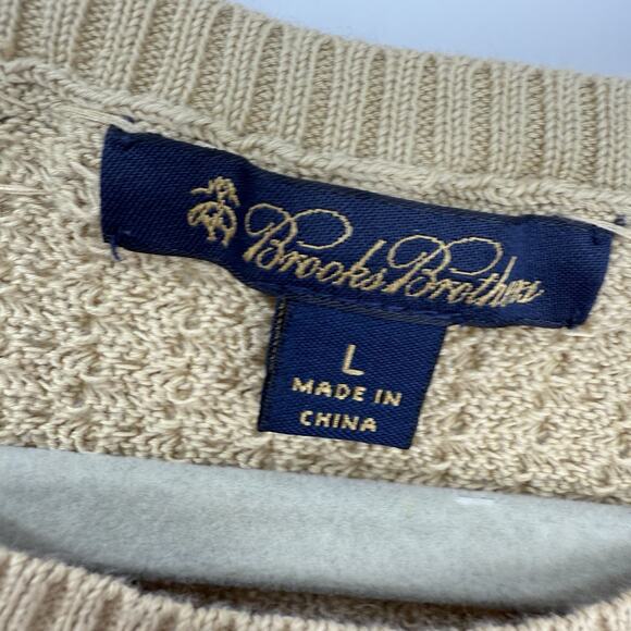 Brooks Brothers Short Sleeve Sweater Women Size Large Beige Knit Chain Trim - Picture 8 of 10